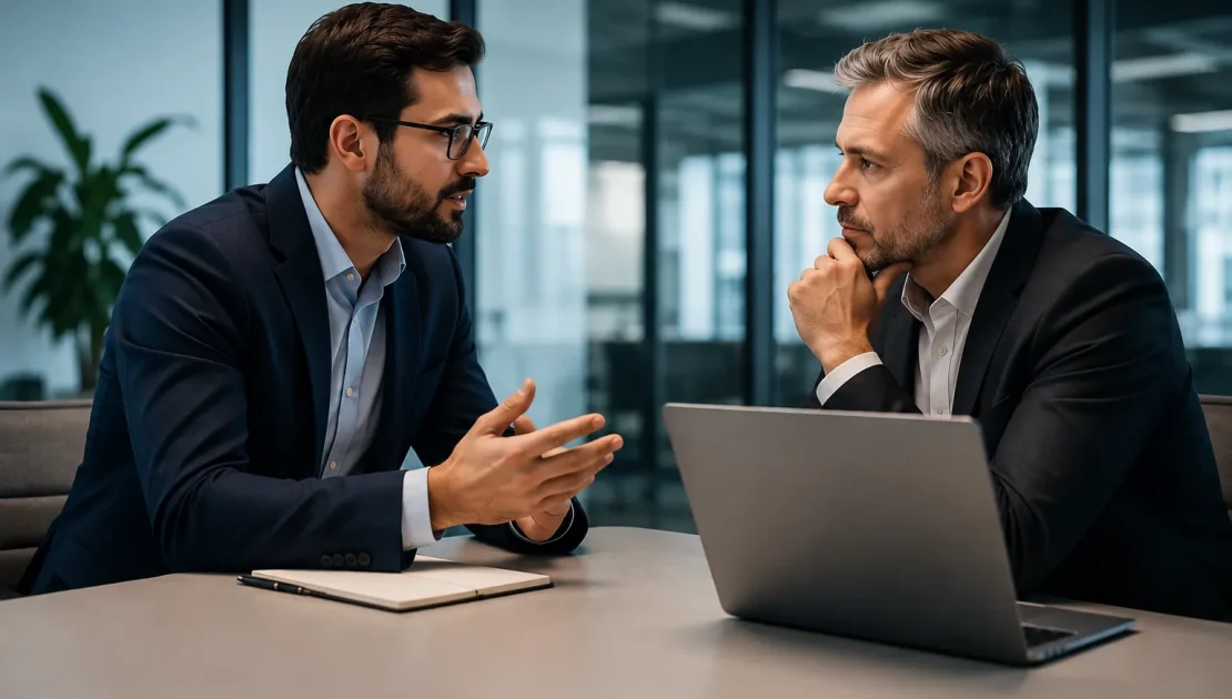 Business discussion in modern office