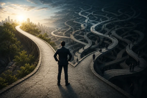 Business leader choosing between client growth and profitable business strategy