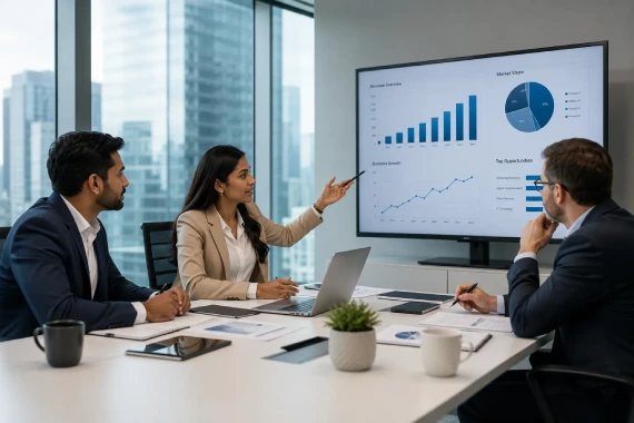 Business sales meeting in office