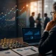 Sales leader reviewing forecast data and pipeline strategy in a modern office