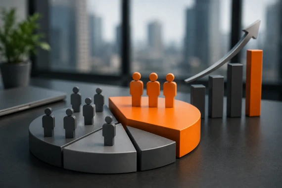 Revenue concentration illustration showing customer dependency and business growth Revenue concentration illustration showing customer dependency and business growth