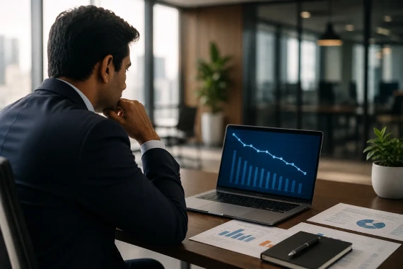 Sales leader analysing average order size and B2B sales performance trends Sales leader analysing average order size and B2B sales performance trends